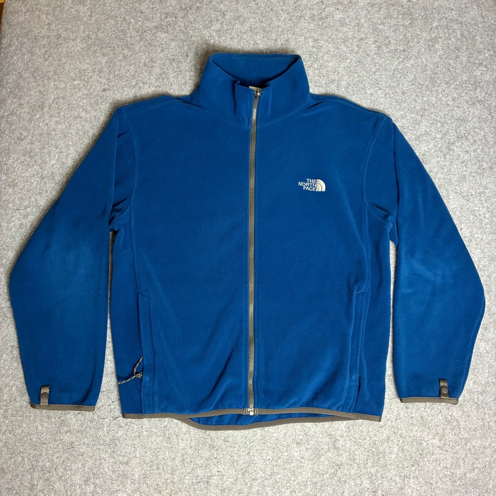 The North Face Fleece Jacket Mens M Blue Good Full Zip Mock Neck Logo Outdoor
